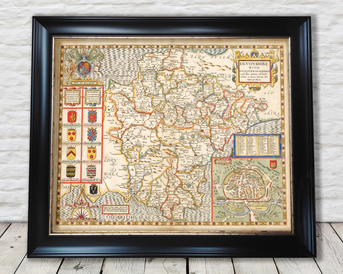 Old DEVON Map John Speed in 1611 Exeter Plymouth Devonshire Dartmouth