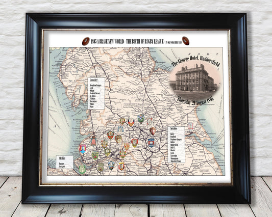 Birth of RUGBY LEAGUE "1895 A Brave New World" Exclusive - Exceptional quality 230gsm - Framed, Unframed - FREE standard delivery