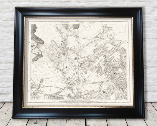 Old LONDON map 1877 Highgate, Holloway and Parliament Hill Sheet 2