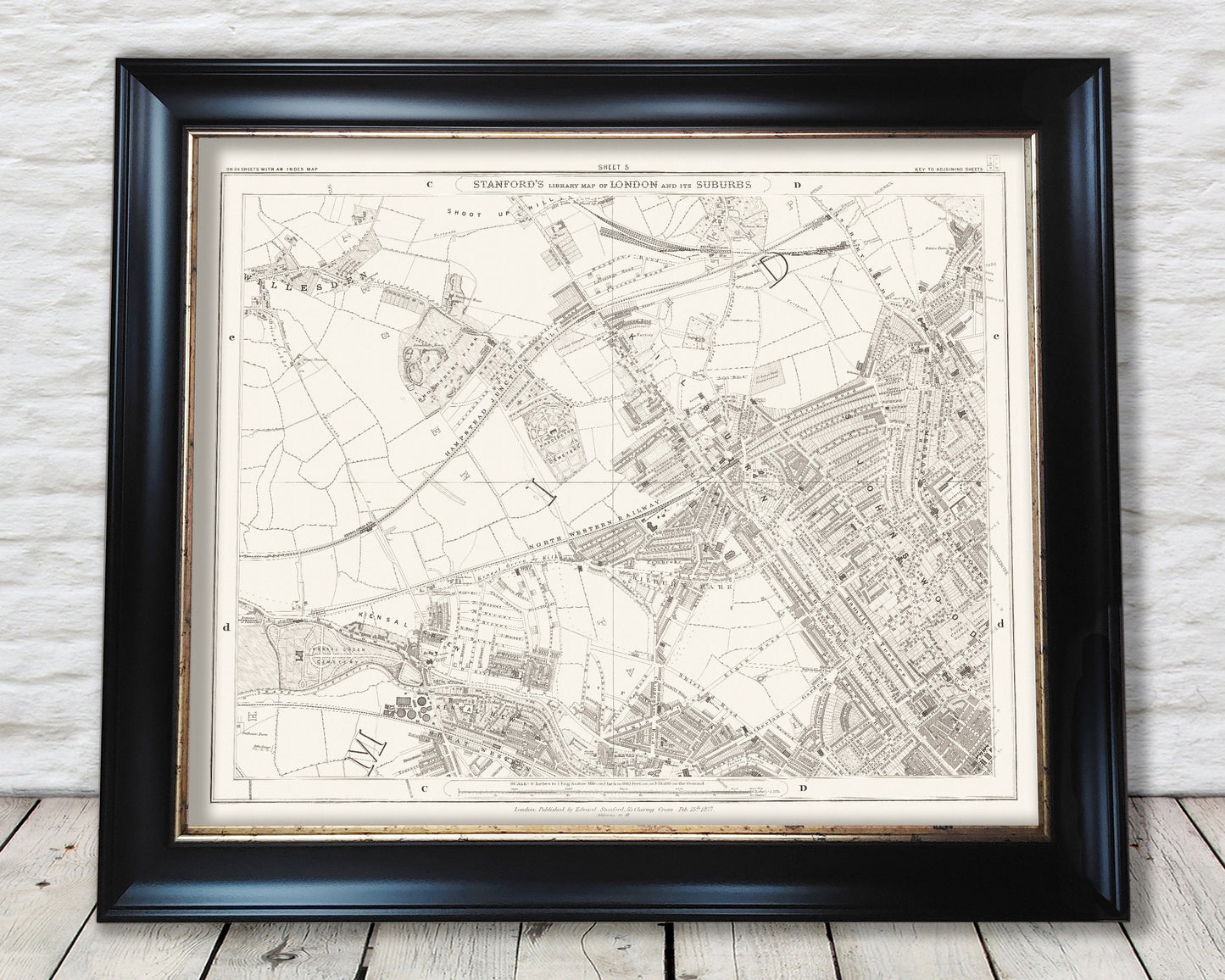 Old LONDON map 1877 Kilburn, St Johns Wood, Kensal Green Sheet 5