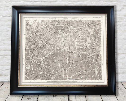 Old LONDON map 1877 Clerkenwell, Islington, Bethnal Green Sheet 7