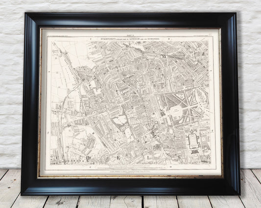 Old LONDON map 1877 Kensington, Bayswater and Notting Hill Sheet 9