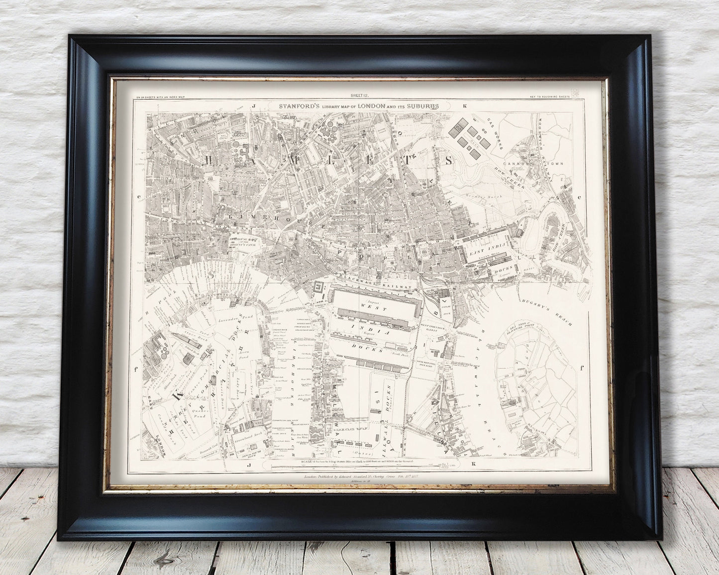 Old LONDON map 1877 Poplar, Limehouse and Canning Town Sheet 12