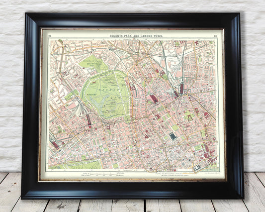 REGENTS Park Camden Town King Cross Rare Street Map 1921 Sheet 22/23