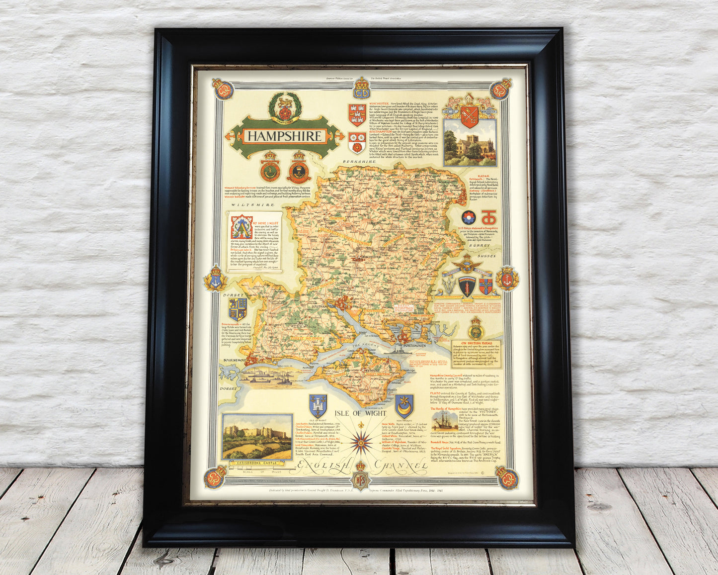 Vintage HAMPSHIRE map, 1947 by Ernest Clegg, pictorial map