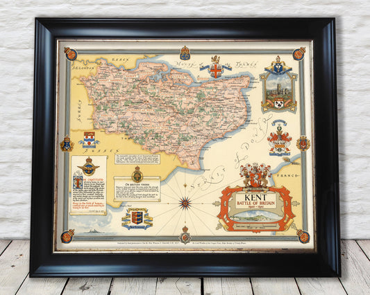Vintage KENT Map, 1945, Ernest Clegg, pictorial map