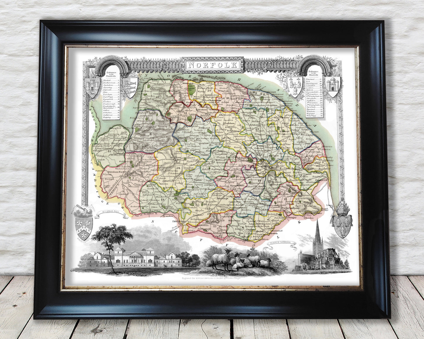 NORFOLK 1837 - Reproduction vintage County Map by Thomas Moule