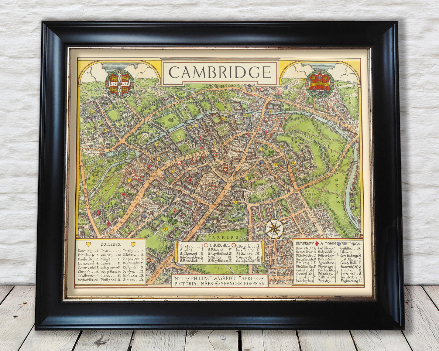 CAMBRIDGE 1930 map - Charming Pictorial map by Spencer Hoffman