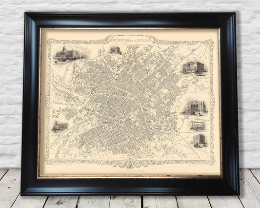 Victorian MANCHESTER and its Envrions map 1851 John Tallis