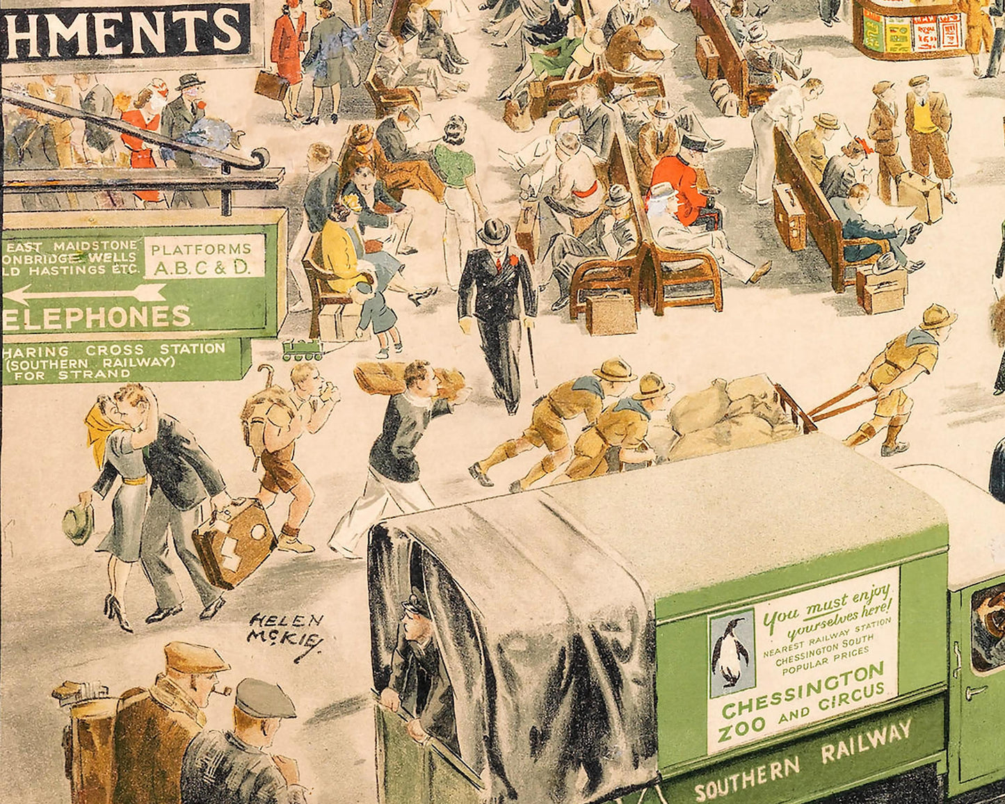 WATERLOO Railway Station London Centenary Print by Helen McKie