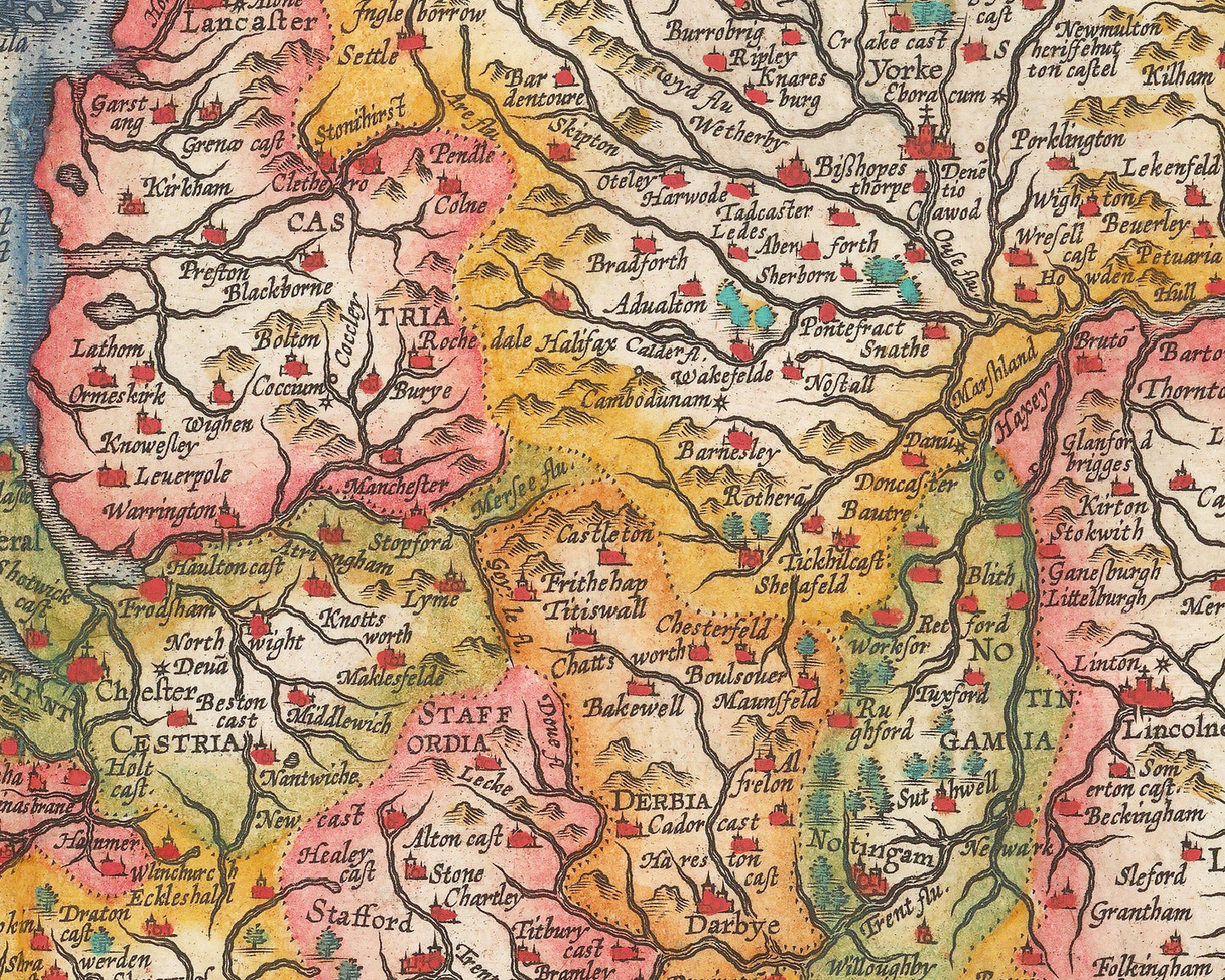 Old map of ENGLAND & IRELAND 1605 by Abraham Ortelius and Virents