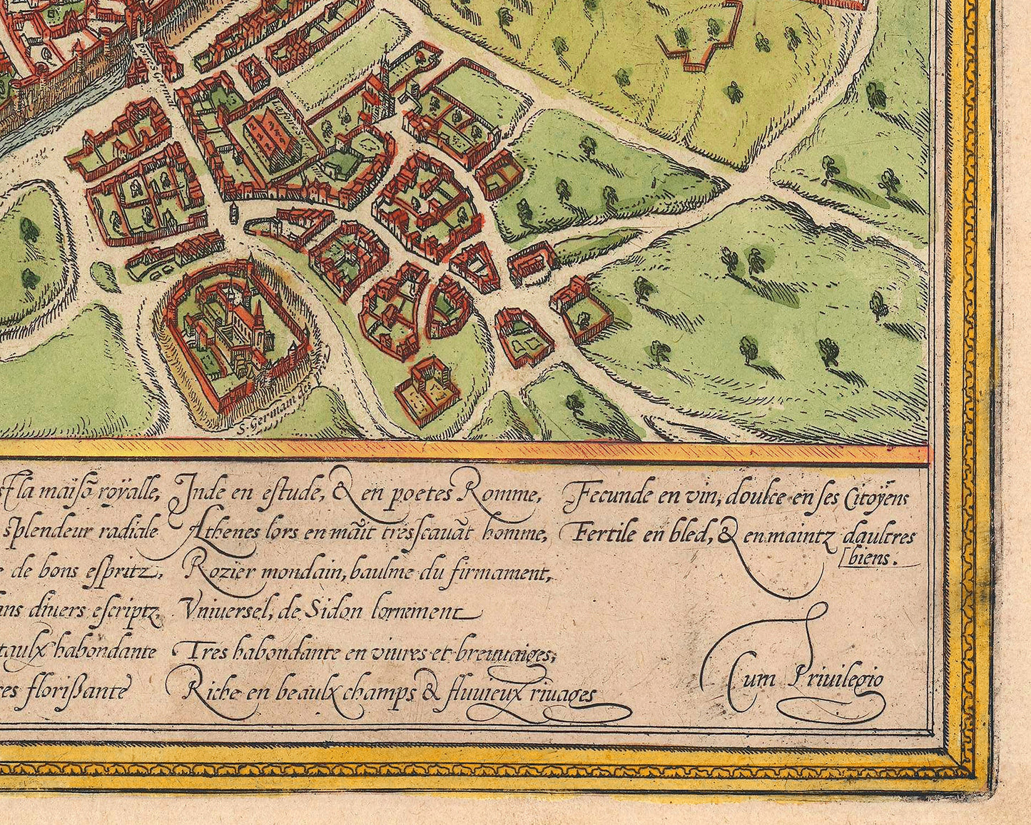 Old PARIS Map, 1572 by Georg Braun - Notre Dame, Bastille, Seine
