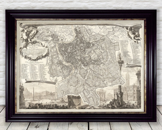 BEAUTIFUL Old Map of ROME 1748 Nolli & Piranesi