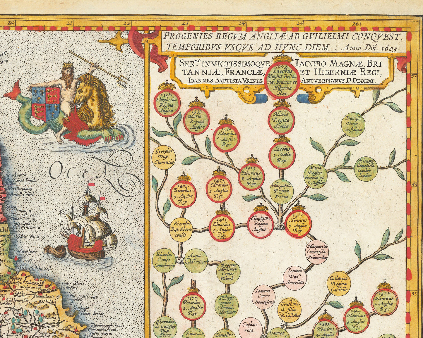 Old map of ENGLAND & IRELAND 1605 by Abraham Ortelius and Virents
