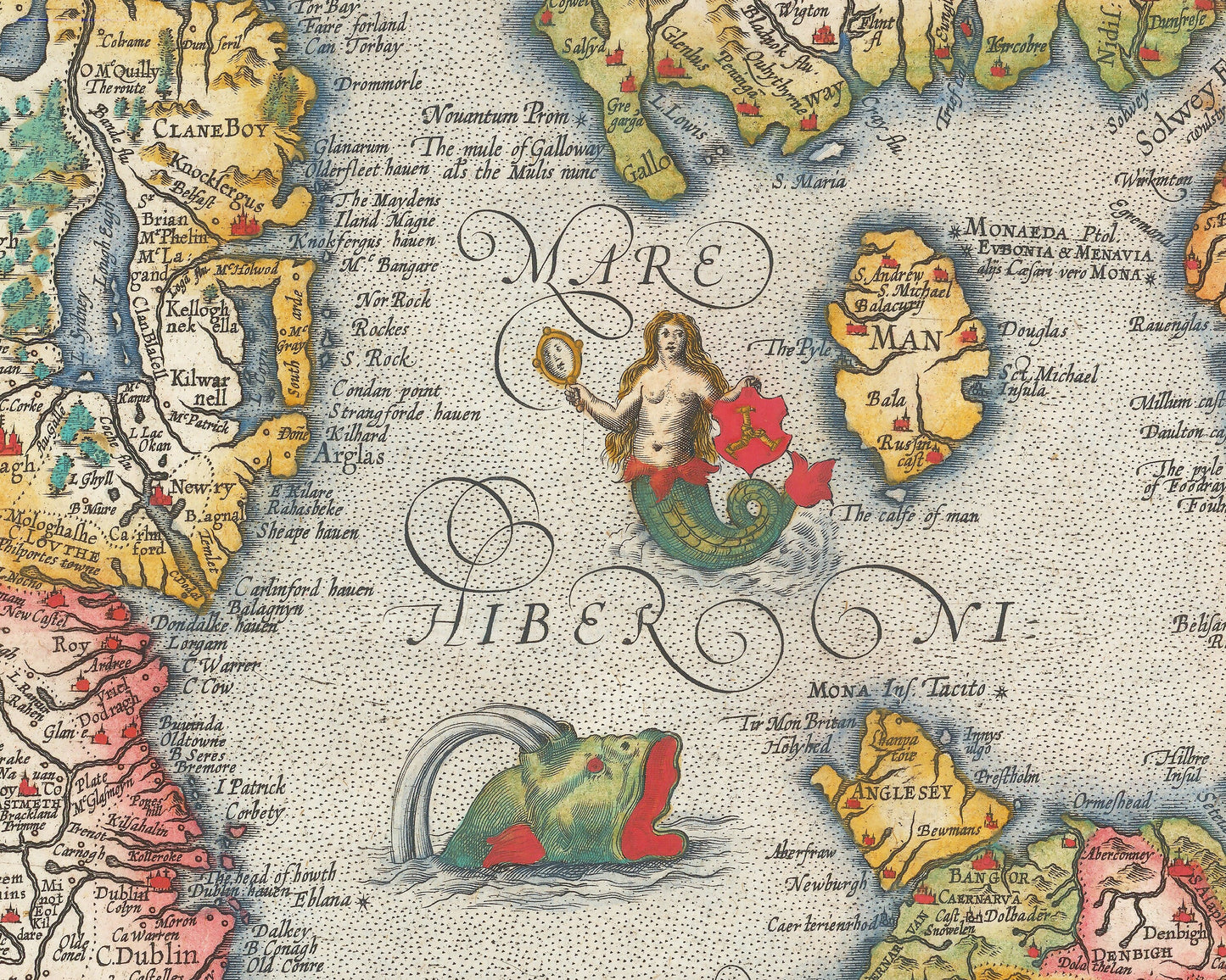 Old map of ENGLAND & IRELAND 1605 by Abraham Ortelius and Virents