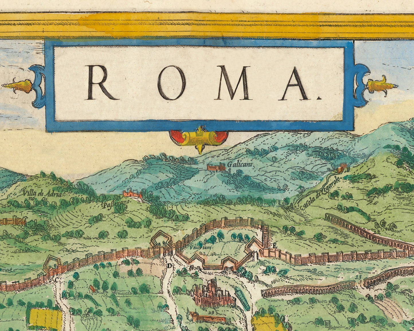 Old ROME map 1572 by Braun & Hogenberg - Vatican, Colosseum, Vatican