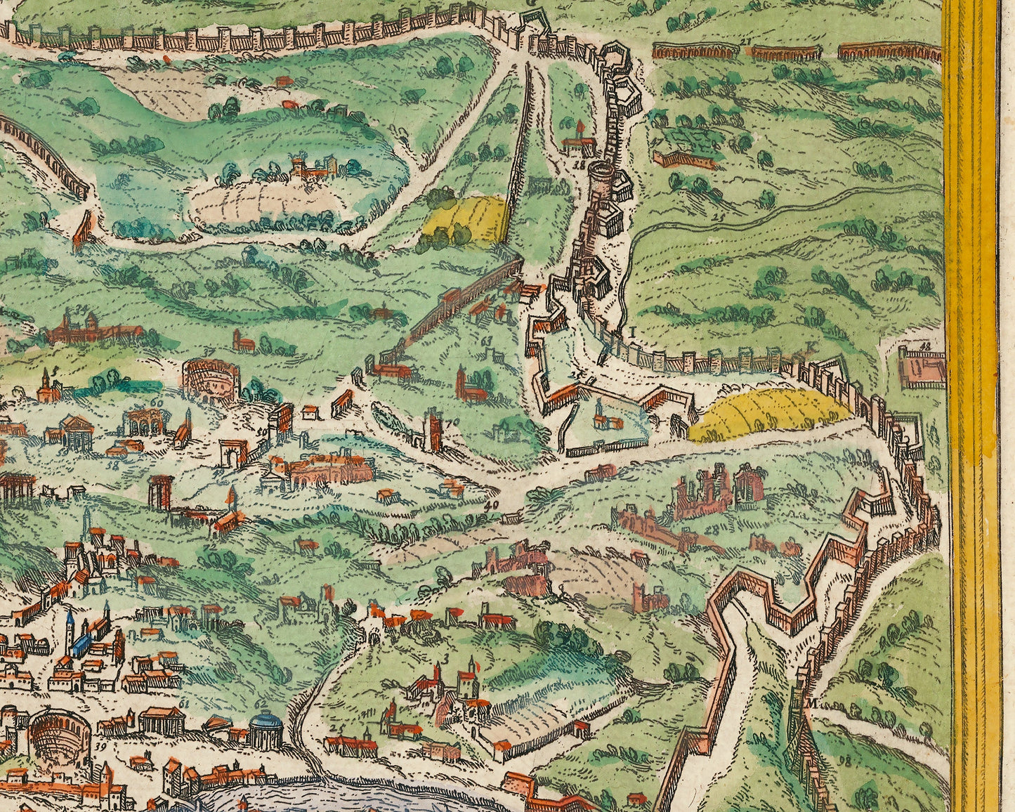 Old ROME map 1572 by Braun & Hogenberg - Vatican, Colosseum, Vatican