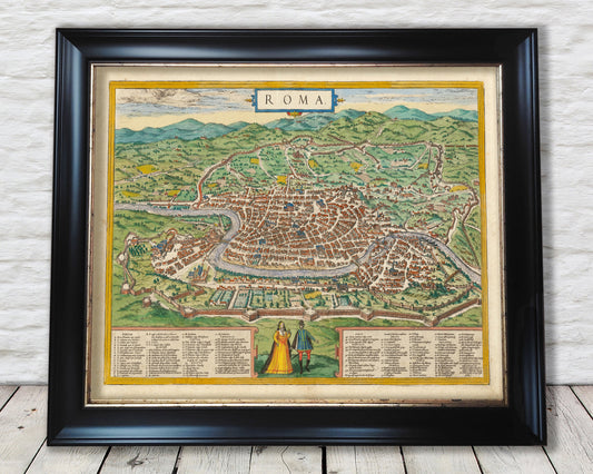 Old ROME map 1572 by Braun & Hogenberg - Vatican, Colosseum, Vatican
