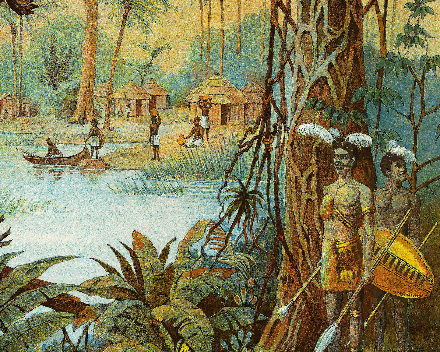 Charming TROPICAL Zone scene by Yevi Yaggy 1893 - Jungle flora and fauna