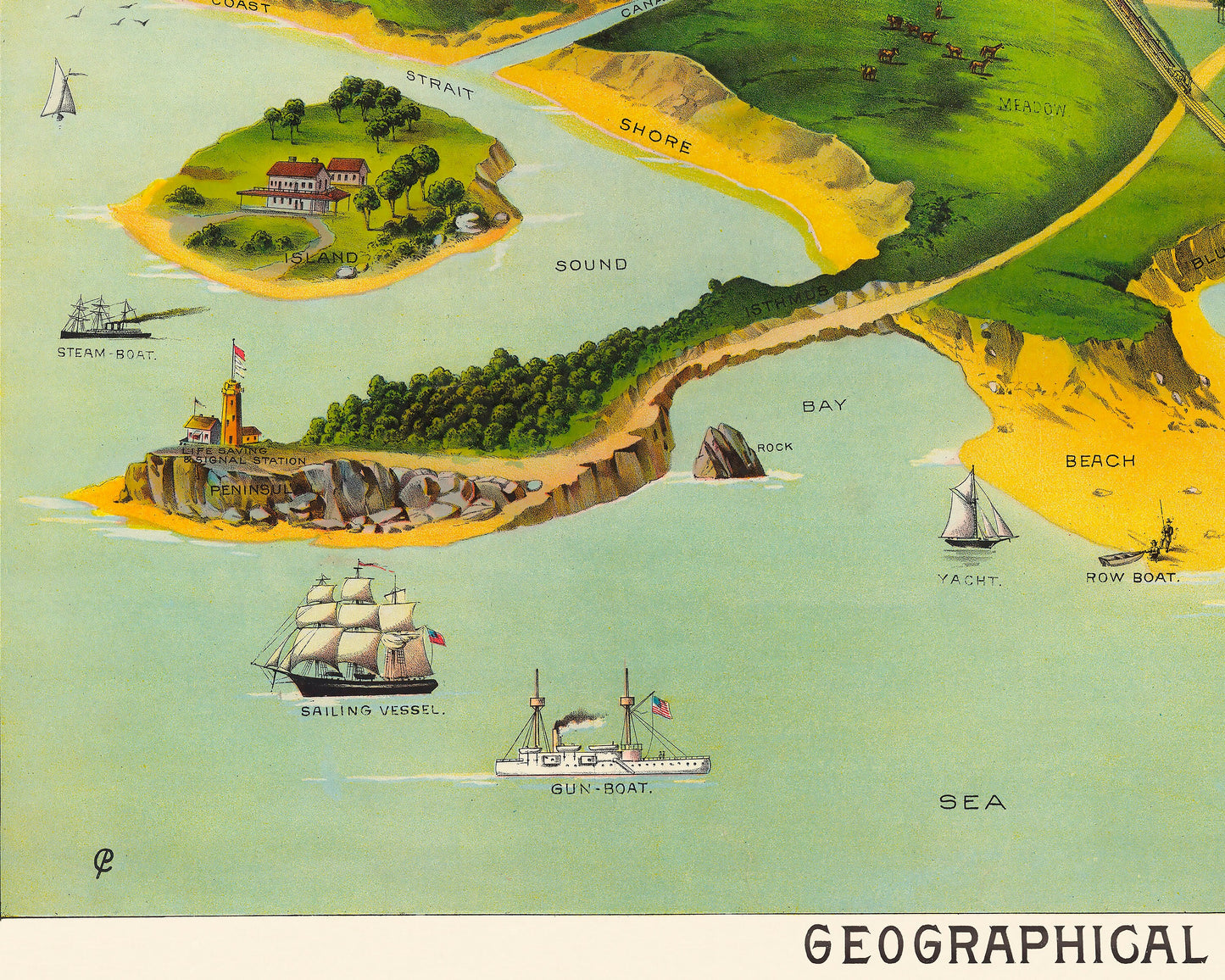 Superb GEOGRAPHICAL Definitions Illustrated by Yevi Yaggy 1893 - Geography