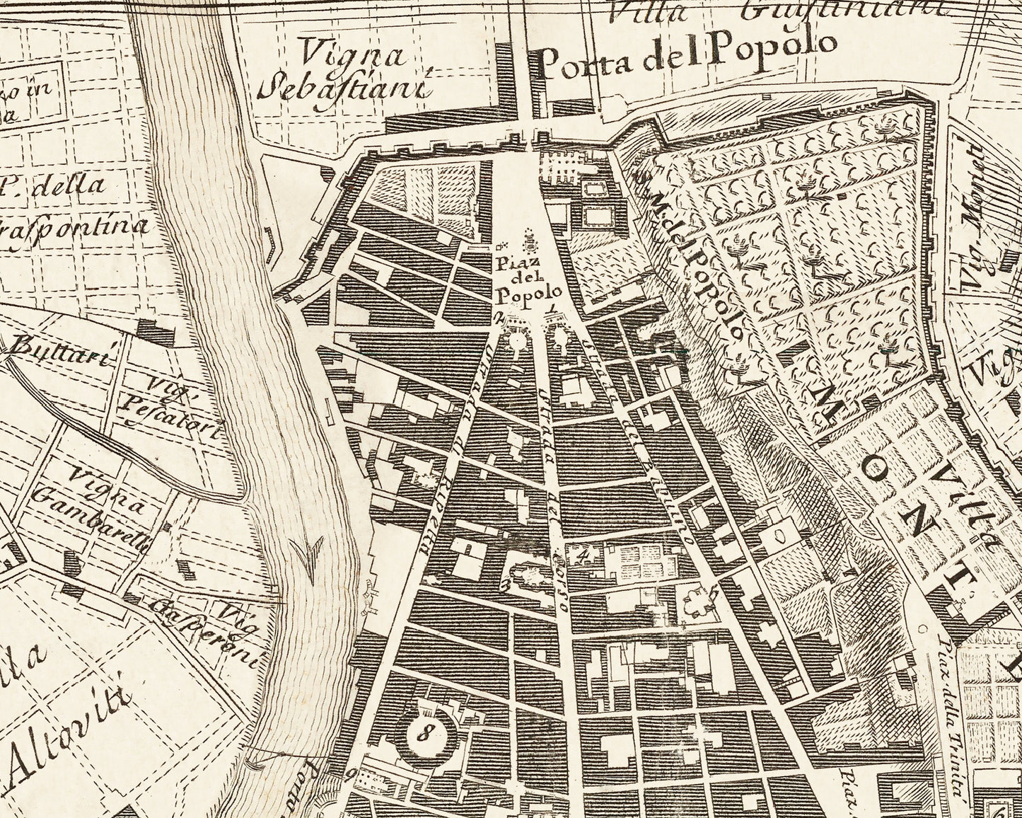 BEAUTIFUL Old Map of ROME 1748 Nolli & Piranesi