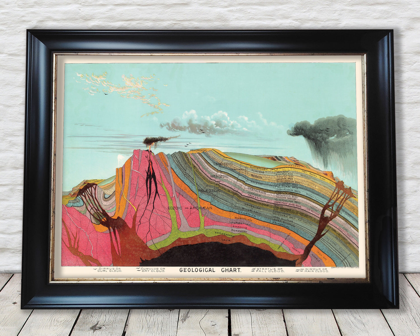 Superb GEOLOGICAL Chart by Yevi Yaggy 1893 - Strata Triassic Jurassic Rocks