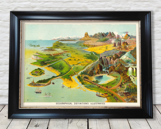 Superb GEOGRAPHICAL Definitions Illustrated by Yevi Yaggy 1893 - Geography