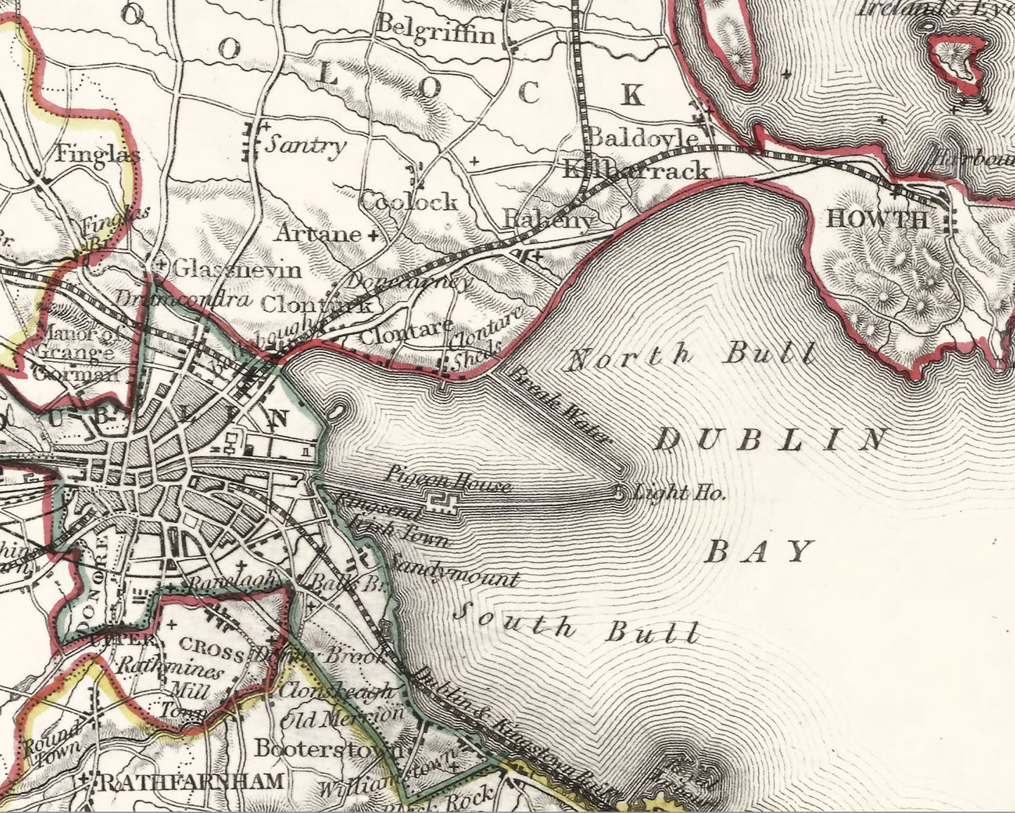 County DUBLIN 1846 by Creighton - Antique Irish Reproduction Map