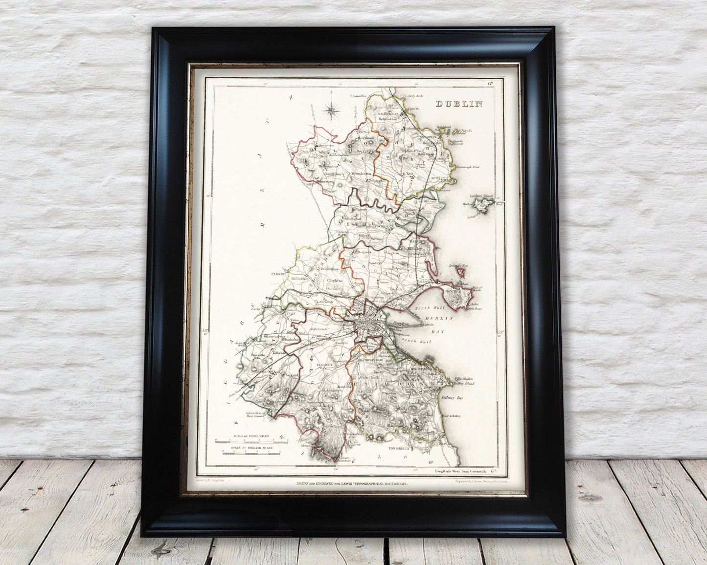 County DUBLIN 1846 by Creighton - Antique Irish Reproduction Map