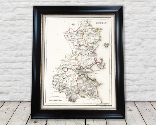 County DUBLIN 1846 by Creighton - Antique Irish Reproduction Map