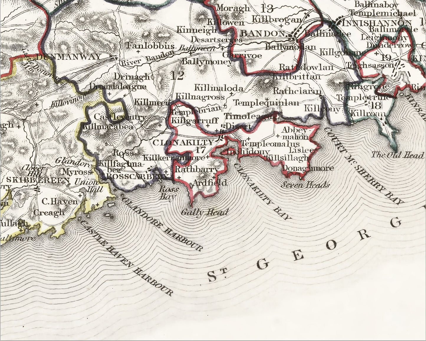County CORK 1846 by Creighton - Antique Irish Reproduction Map