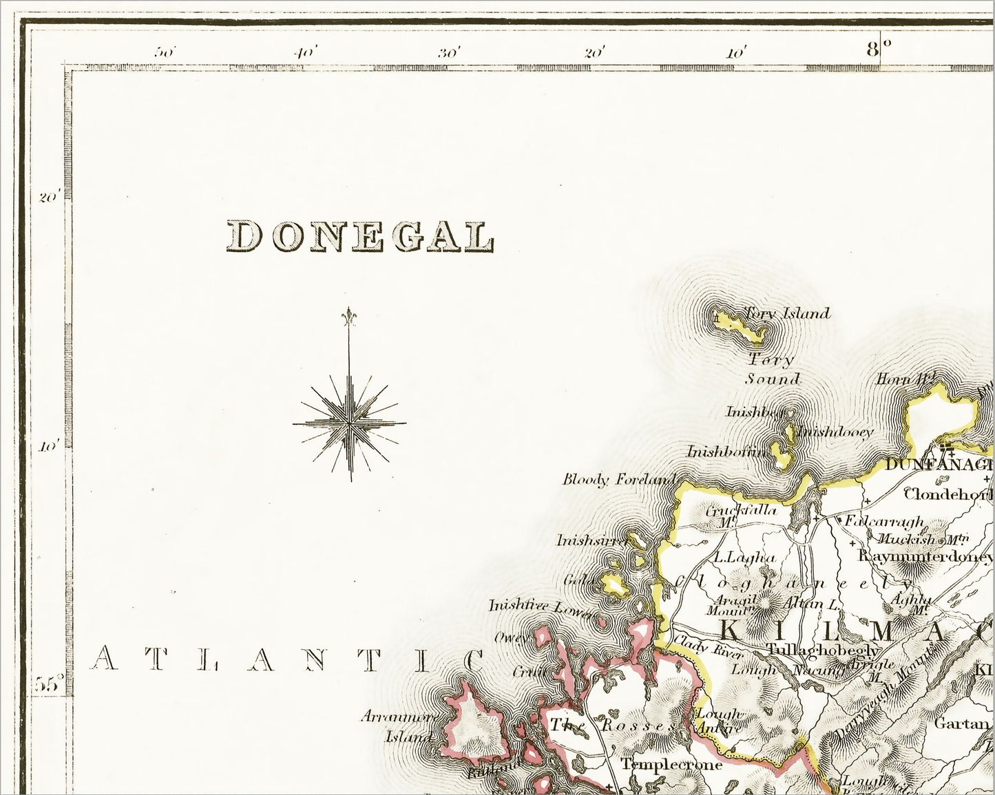 County DONEGAL 1846 by Creighton - Antique Irish Reproduction Map