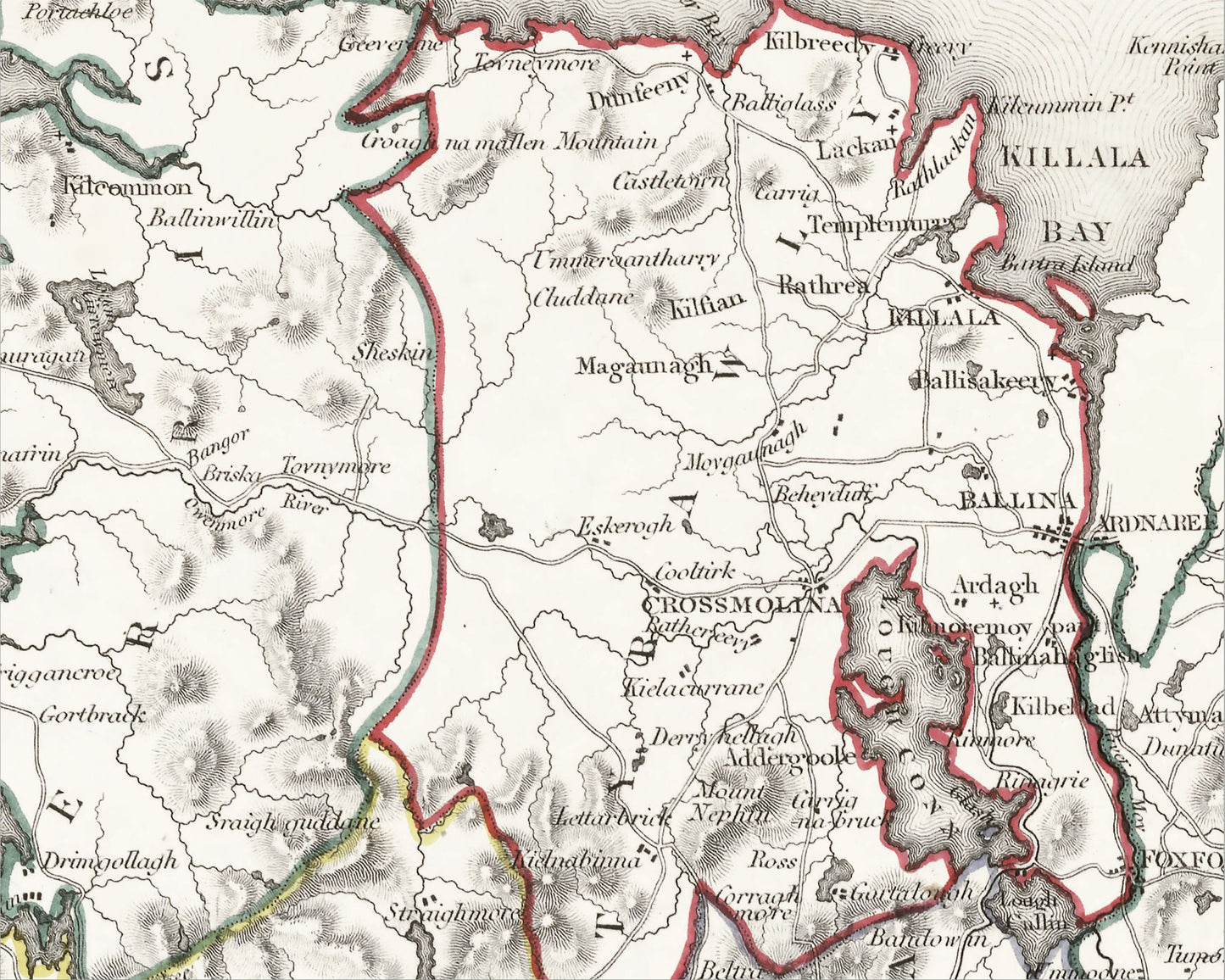 County MAYO 1846 by Creighton - Antique Irish Reproduction Map