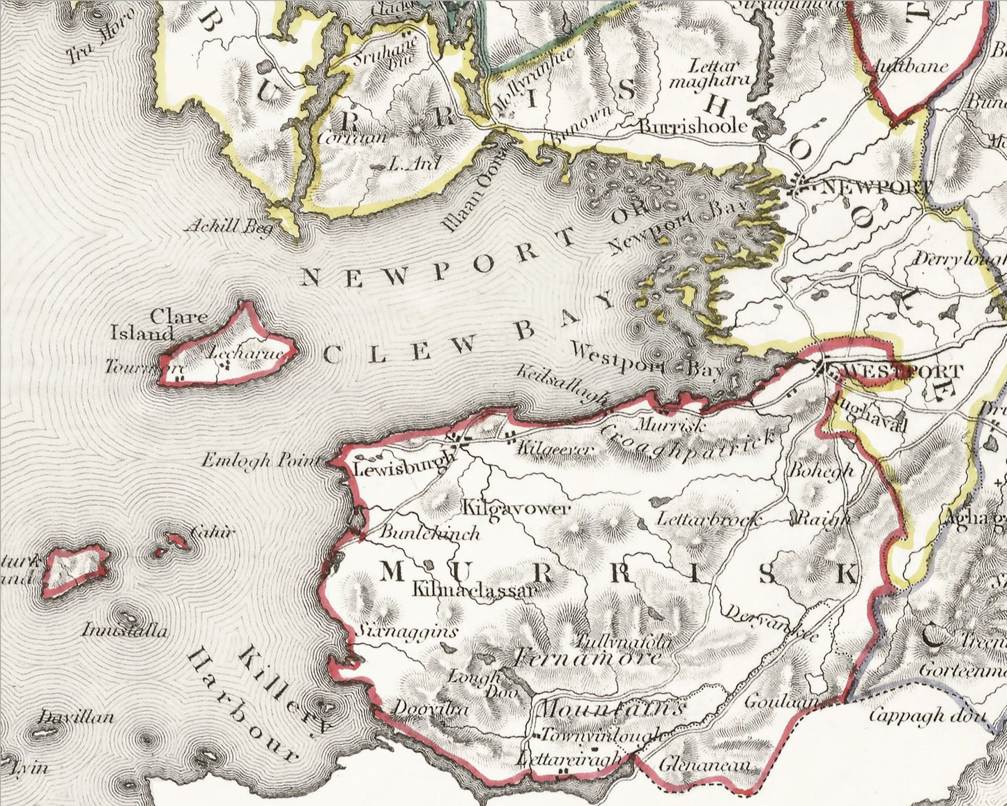 County MAYO 1846 by Creighton - Antique Irish Reproduction Map