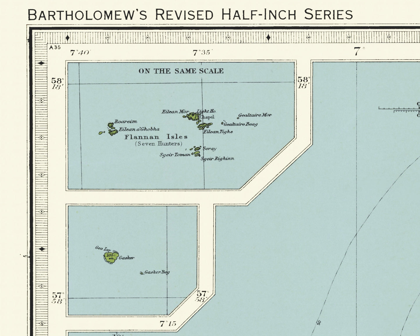 Bartholomew's HARRIS and LEWIS Map 1935 - Stornaway, Callanish - Exceptional quality 230gsm - Framed Unframed - FREE standard delivery