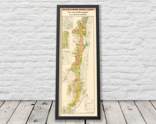 Les Vins de Bourgogne Map by Larmat 1942 - Côte de Beaune, Burgundy wine region