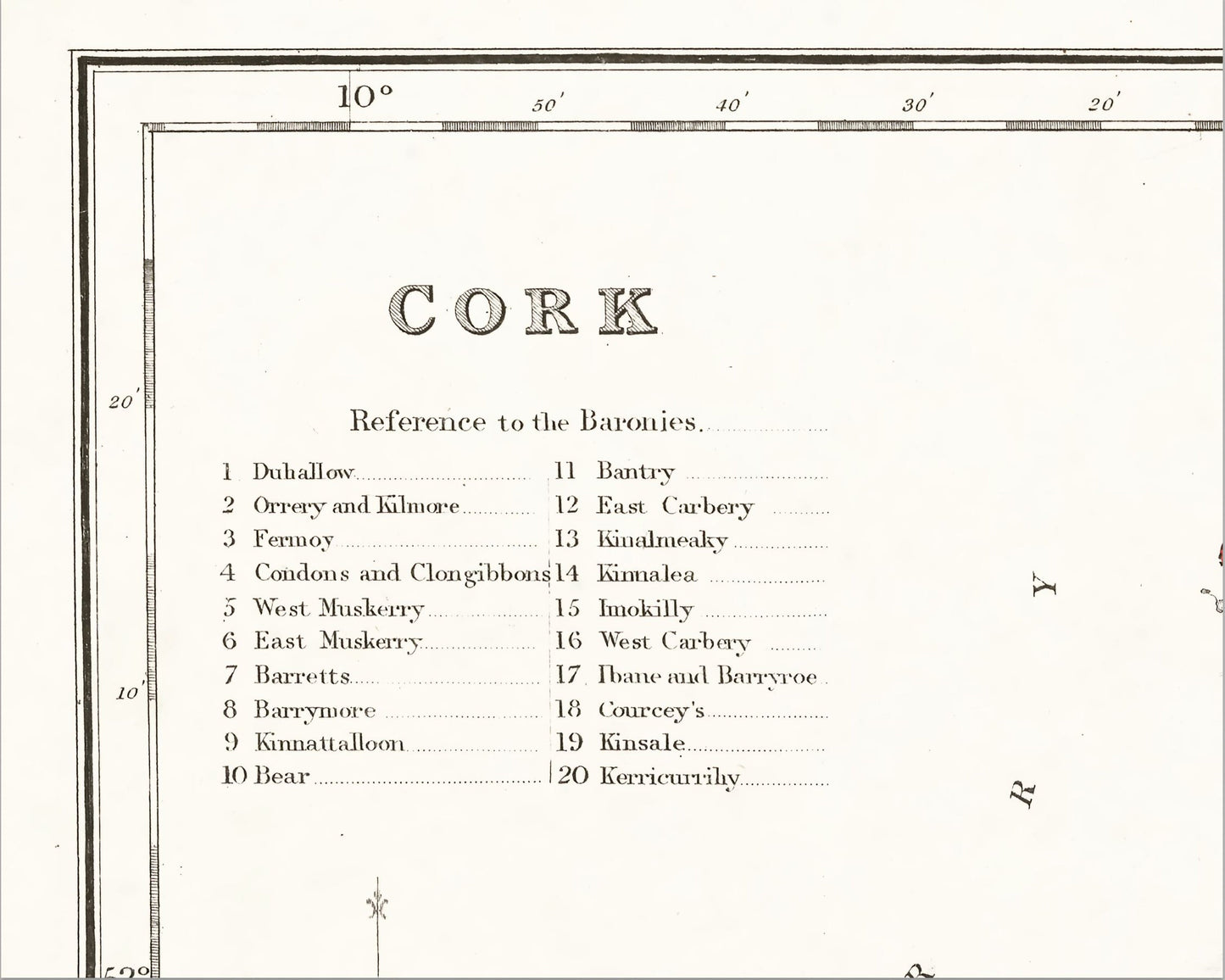 County CORK 1846 by Creighton - Antique Irish Reproduction Map