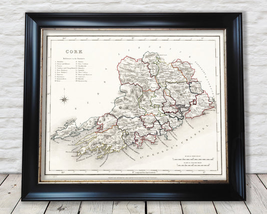County CORK 1846 by Creighton - Antique Irish Reproduction Map