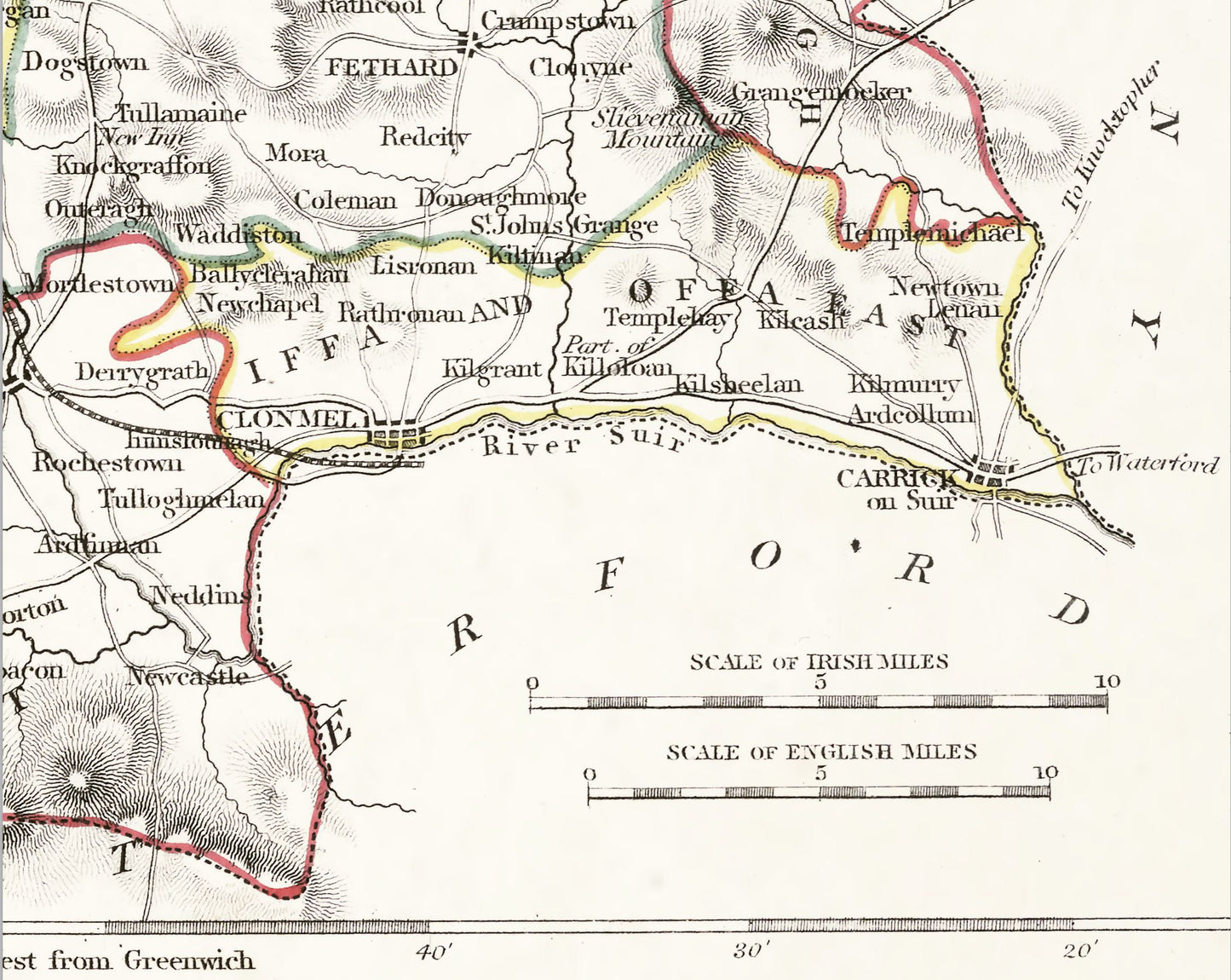 County TIPPERARY 1846 by Creighton - Antique Irish Reproduction Map