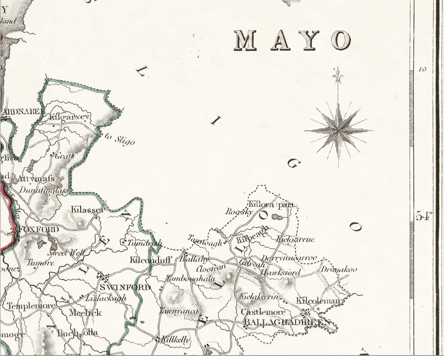 County MAYO 1846 by Creighton - Antique Irish Reproduction Map