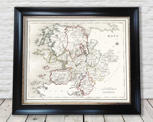 County MAYO 1846 by Creighton - Antique Irish Reproduction Map