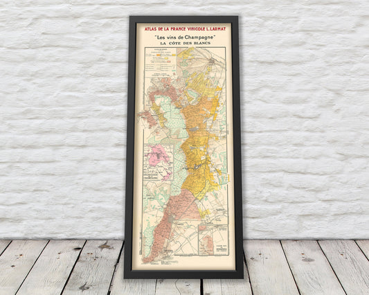 CHAMPAGNE MAP Les Vins de Champagne by Larmat 1944