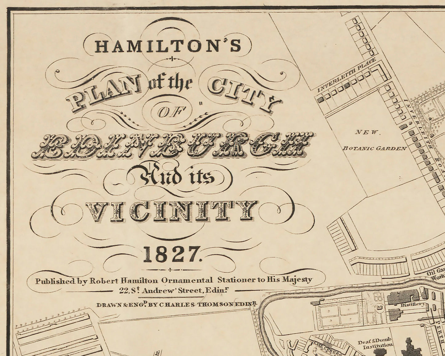 Hamilton's EDINBURGH and vicinity Map 1827 - Castle Arthurs Seat Heriot