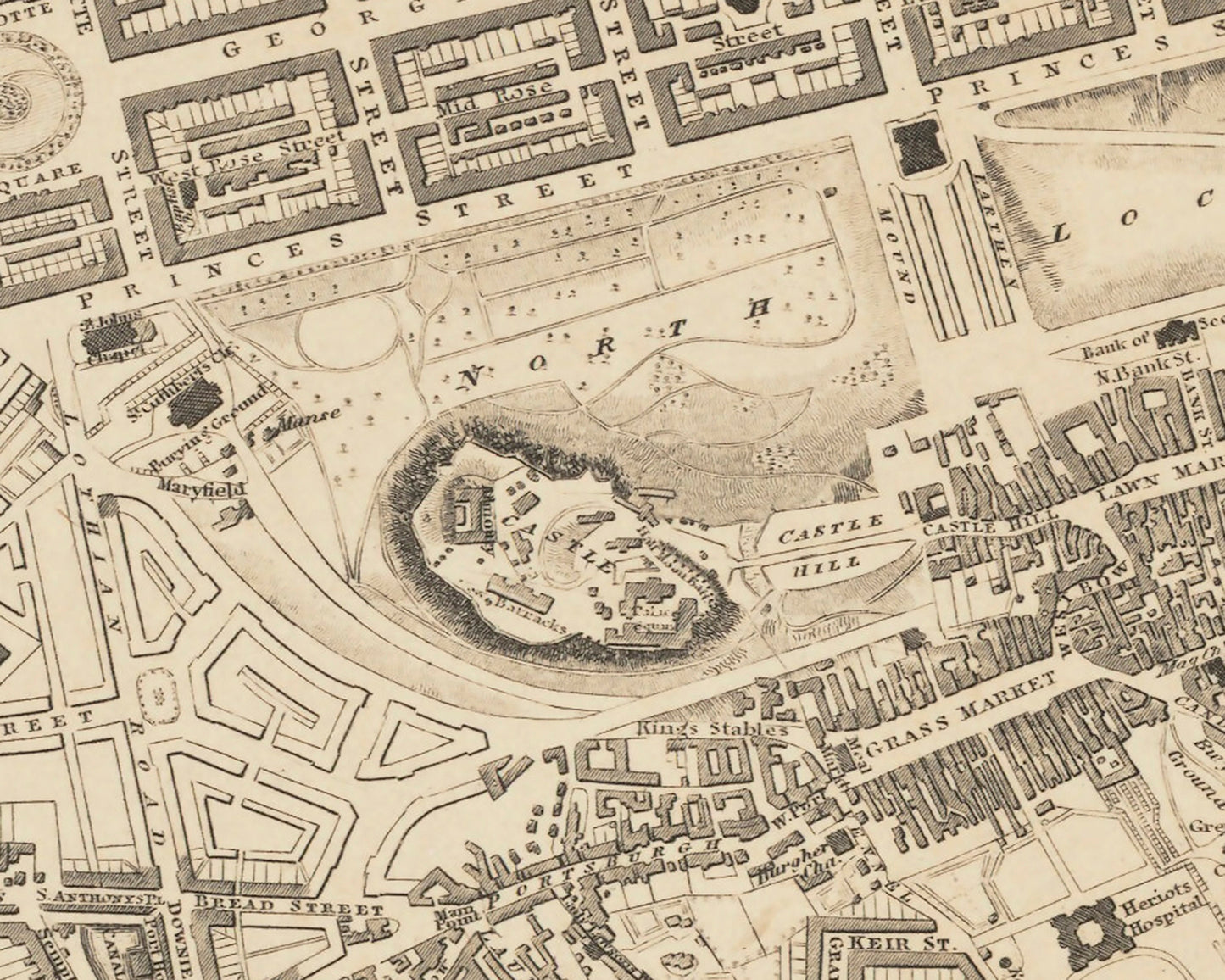 Hamilton's EDINBURGH and vicinity Map 1827 - Castle Arthurs Seat Heriot