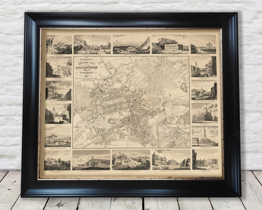 Hamilton's EDINBURGH and vicinity Map 1827 - Castle Arthurs Seat Heriot