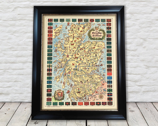 Story Map of SCOTLAND 1935 - St Andrews, Holyrood, Robert Burns, Tartans