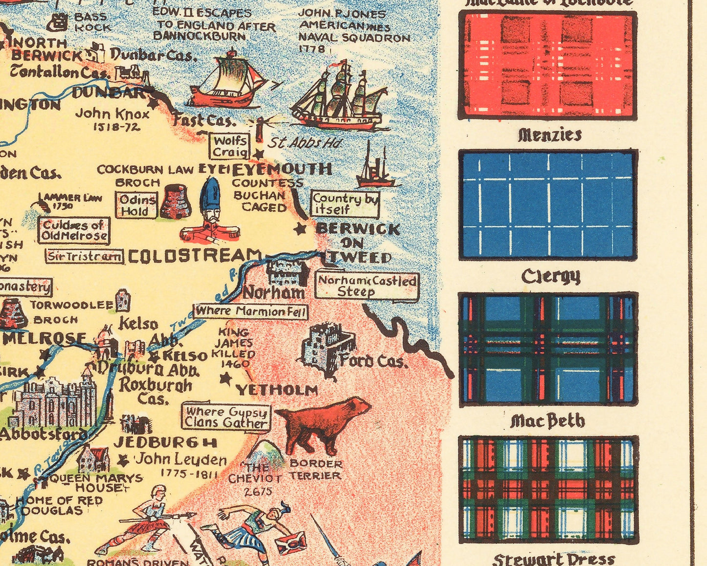 Story Map of SCOTLAND 1935 - St Andrews, Holyrood, Robert Burns, Tartans