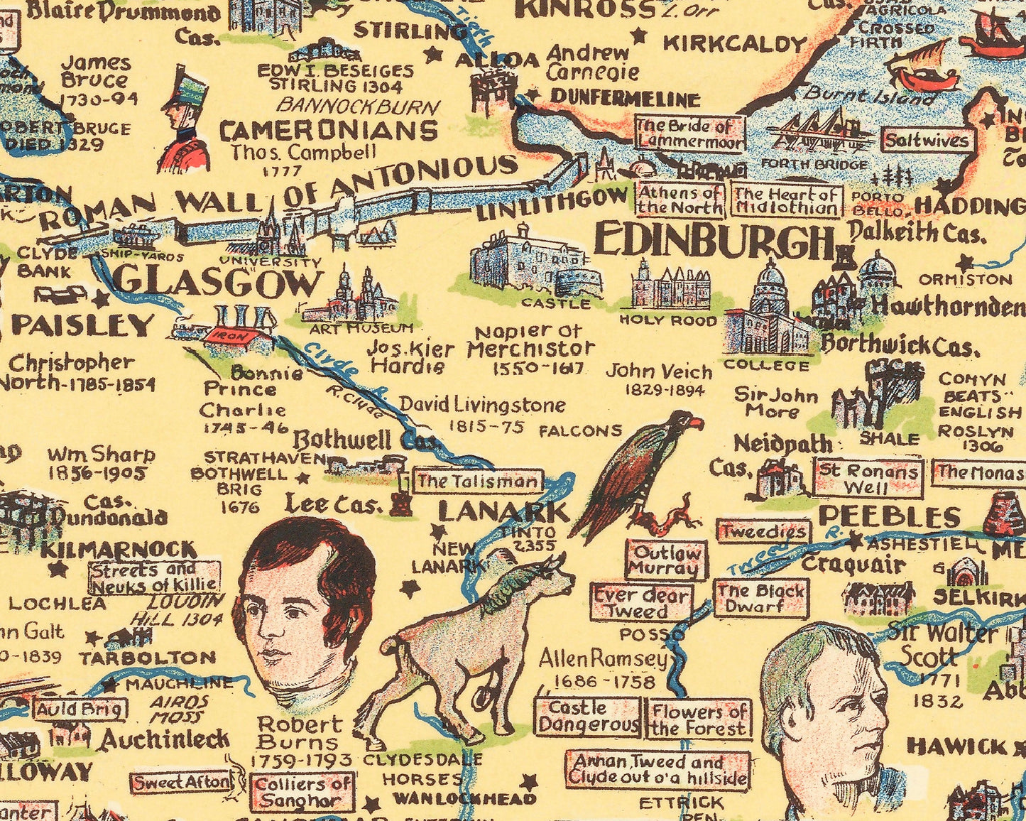 Story Map of SCOTLAND 1935 - St Andrews, Holyrood, Robert Burns, Tartans
