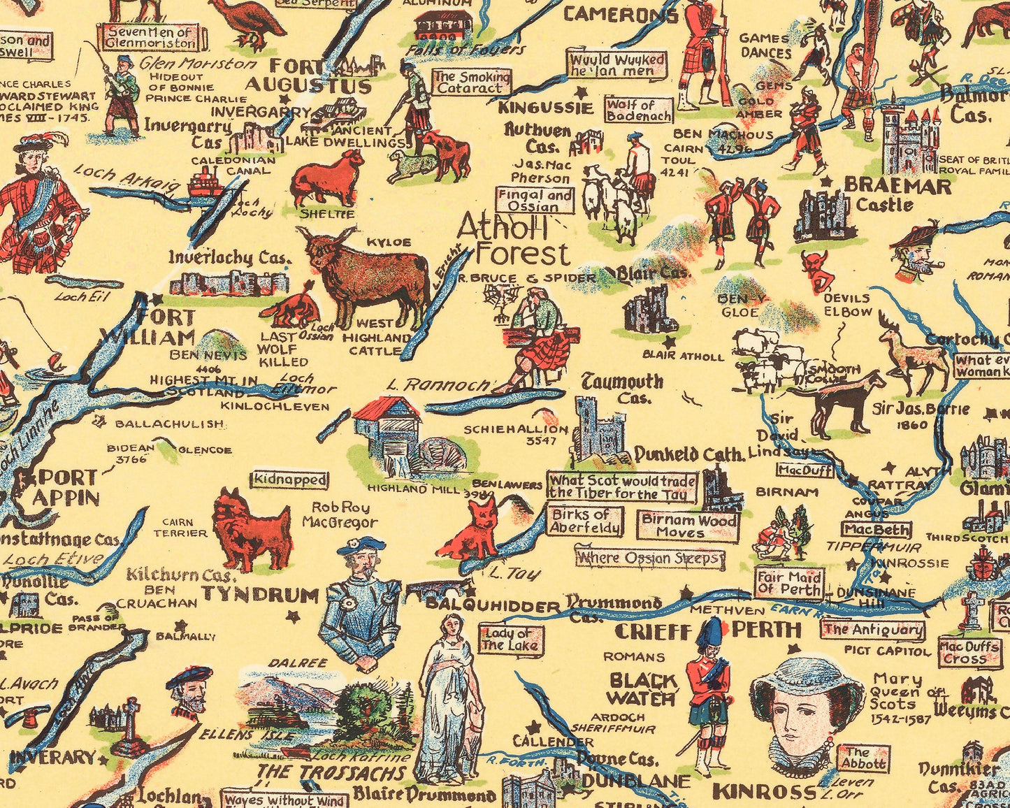 Story Map of SCOTLAND 1935 - St Andrews, Holyrood, Robert Burns, Tartans
