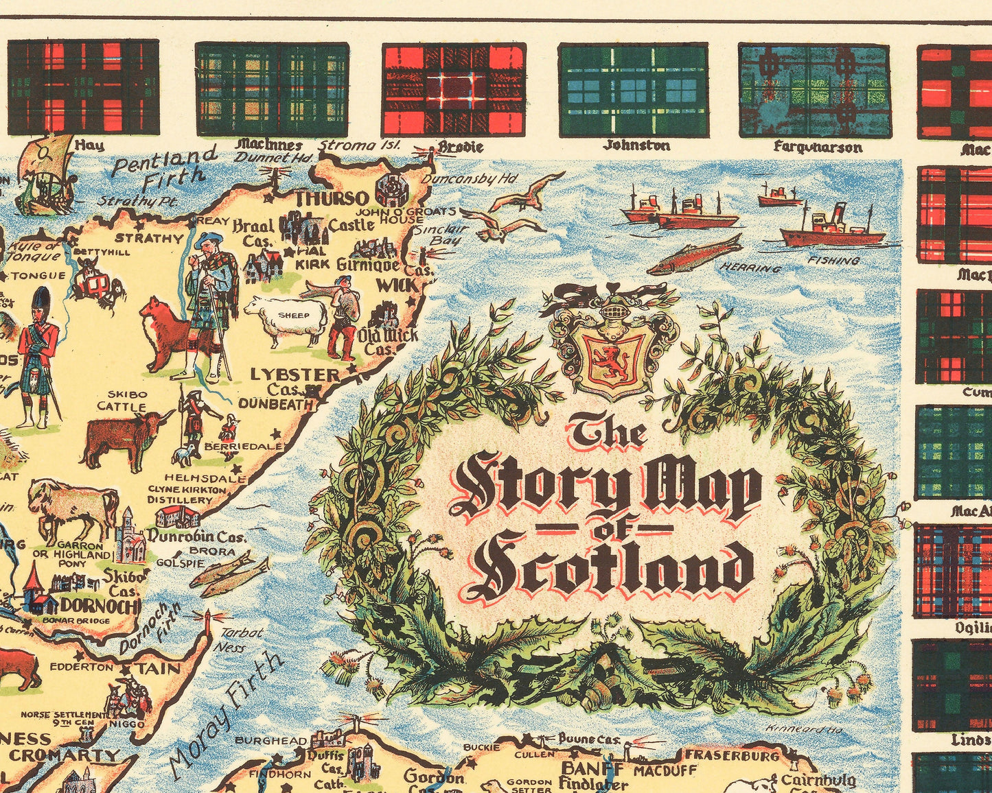 Story Map of SCOTLAND 1935 - St Andrews, Holyrood, Robert Burns, Tartans